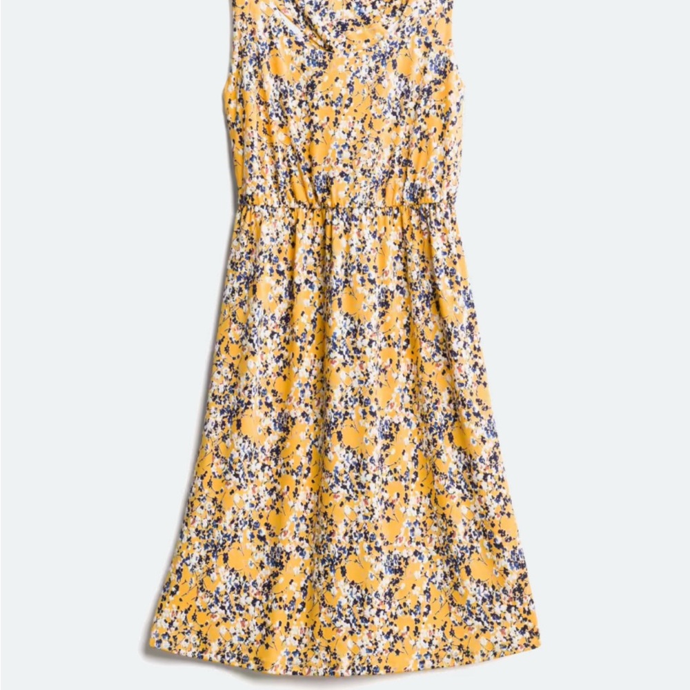 Floral Sleeveless Dress in Yellow and Blue